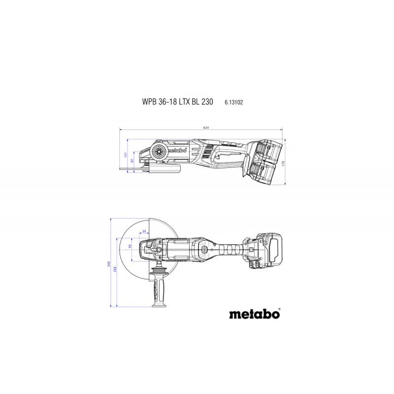 Metabo Meuleuse D'angle 18V 230mm CoffretWPB 36-18 LTX BL 230 5 Metabo Meuleuse D'angle 18V 230mm CoffretWPB 36-18 LTX BL 230 – Image 5