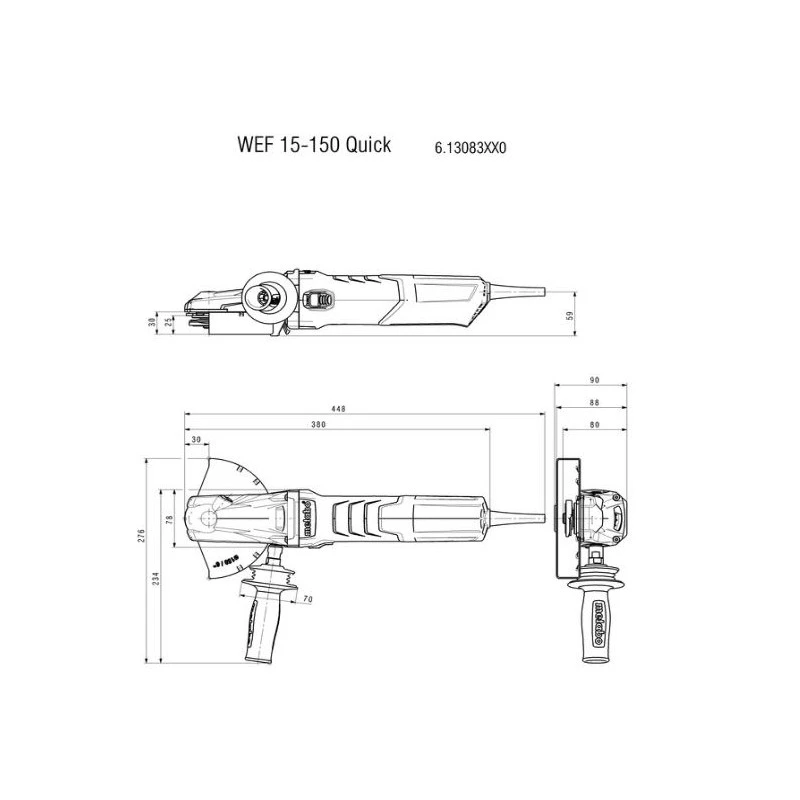Metabo Meuleuse D'angle à Tête Plate 150mm 1550W WEF 15-150 Quick 2 Metabo Meuleuse D'angle à Tête Plate 150mm 1550W WEF 15-150 Quick – Image 2